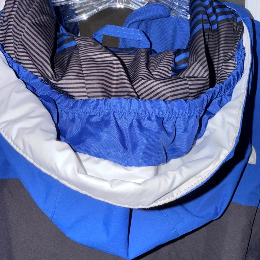 The North Face Hooded Rain Jacket Mens Large Blue Gray Nylon HyVent Shell